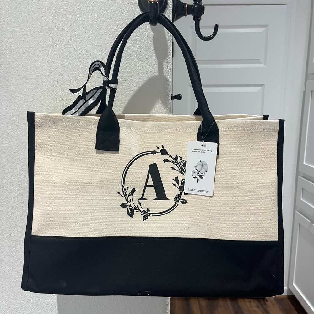 Black and Cream Tote Bag